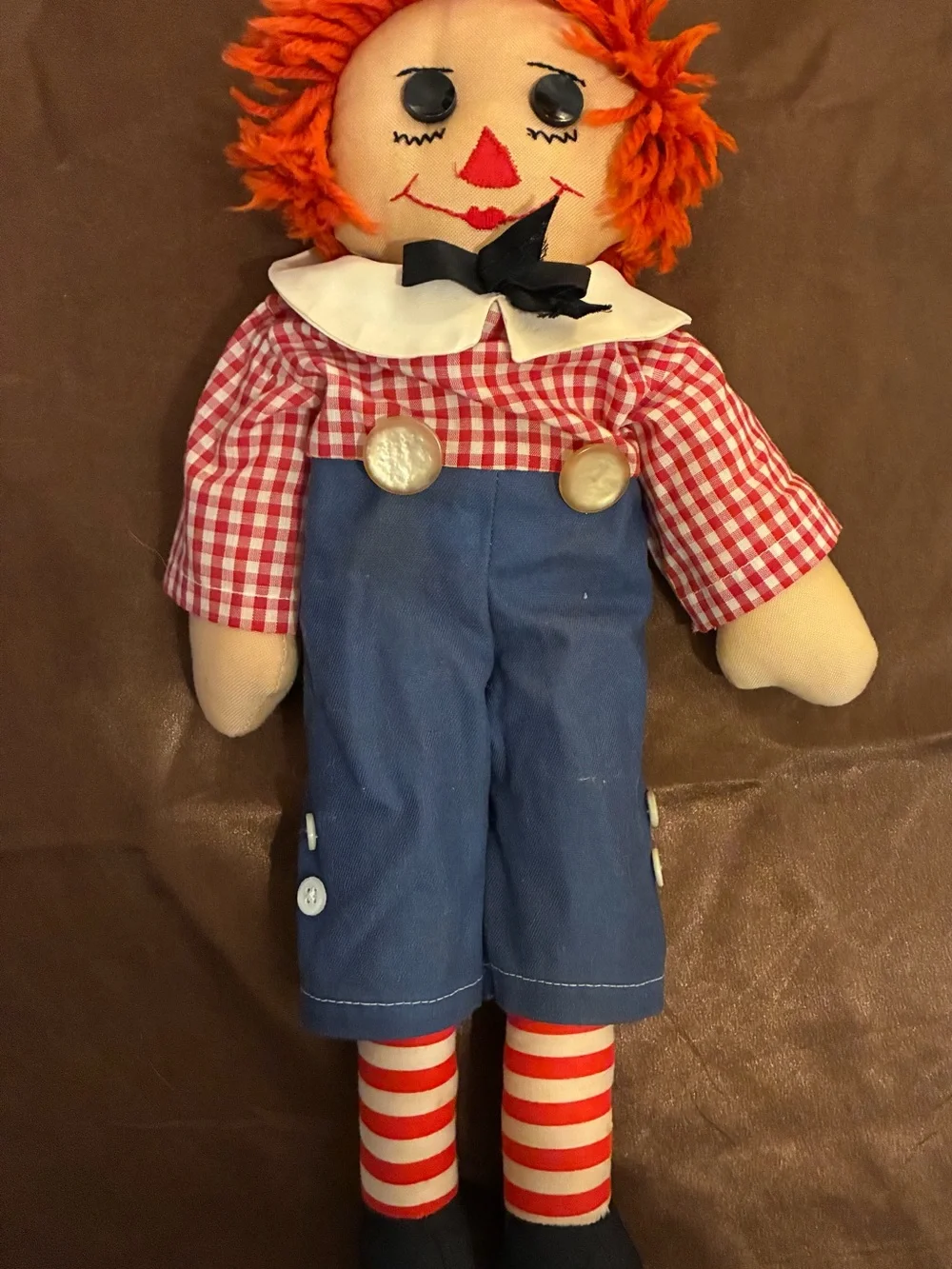 vintage raggedy Ann and Andy doll Pair 16 inch (Andy’s arm is held on with pins)